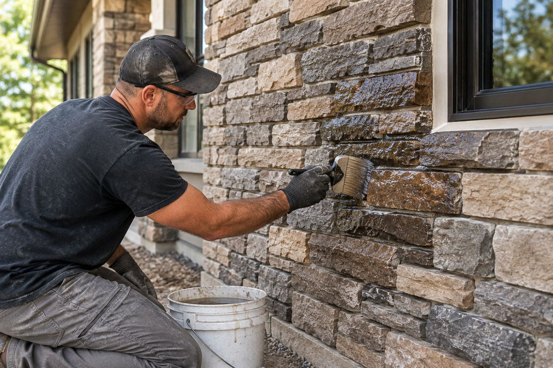 Stone Veneer - Sealing an Exterior Stone Veneer Installation - Mountain View Stone