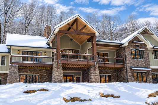 Stone Veneer - Snow Covered Home with Stone Veneer - Mountain View Stone