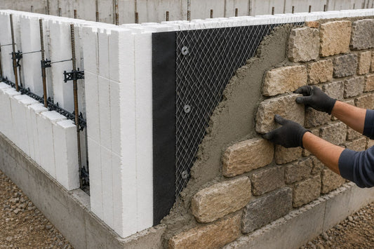 Stone Veneer - Stone Veneer Over ICF Wall Installation - Mountain View Stone