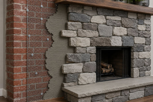 Stone Veneer - Stone Veneer Over Existing Brick Installation - Mountain View Stone