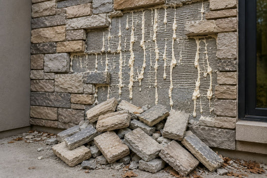 Stone Veneer - Stone Veneer Failed Installation Because of Adhesive - Mountain View Stone