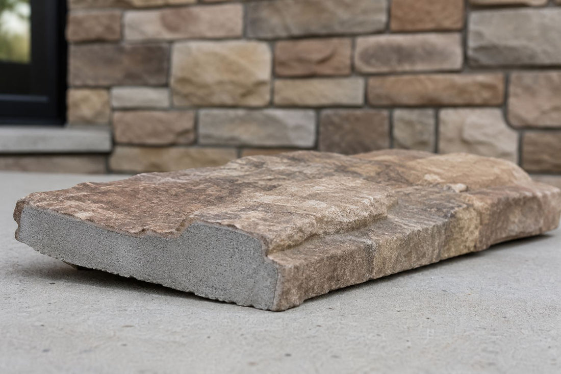 Stone Veneer - Stone Veneer Piece Cut to Show Surface Coloring - Mountain View Stone